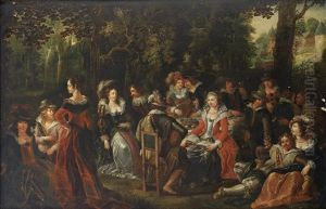 A Merry Company In A Woodland Clearing by Louis de Caullery