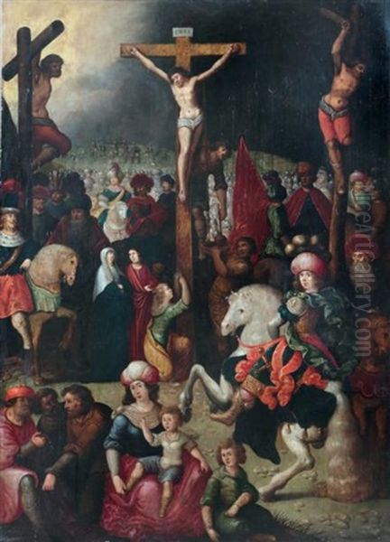 Le Christ En Croix Entoure Du Bon Et Du Mauvais Larron - view 1