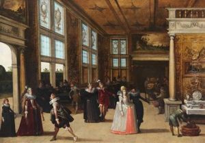 Elegant Company Dancing In An Interior by Louis de Caullery