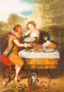 Elegantes Paar Beim Austernessen by Louis de Caullery