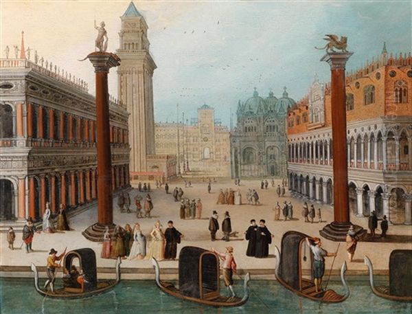 Vedute Der Piazzetta Mit Dogenpalast, Uhrturm Und Bibliothek In Venedig - view 1
