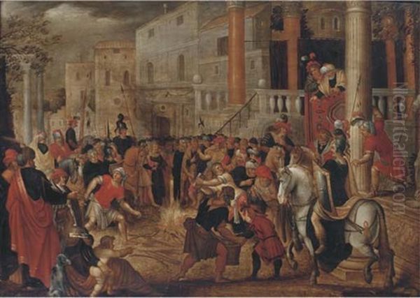 The Ephesians Burning Books After Their Conversion By Saint Paul: Corinthians, Xix: 18-20 (in Collab. W/hendrick Van Cleve Iii) - view 1