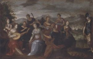 Apollo And The Nine Muses by Louis de Caullery