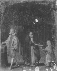 Deux Bourgeois Faisant L'aumone by Louis de Caullery
