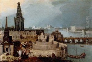 A Capriccio Of A Classical City By A River, With A Prince On Horseback A Capriccio Of A Classical City By A River, With A Prince On Horseback