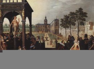 Scene Galante Dans Un Parc by Louis de Caullery