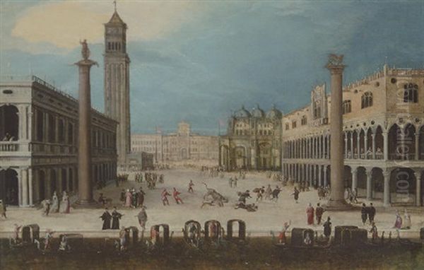 A Carnival In The Piazetta, Venice, Looking Towards The Piazza San Marco - view 1