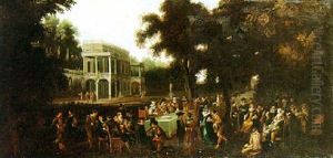 Woodland Setting With A Fete Galante In The Grounds Of A Palace