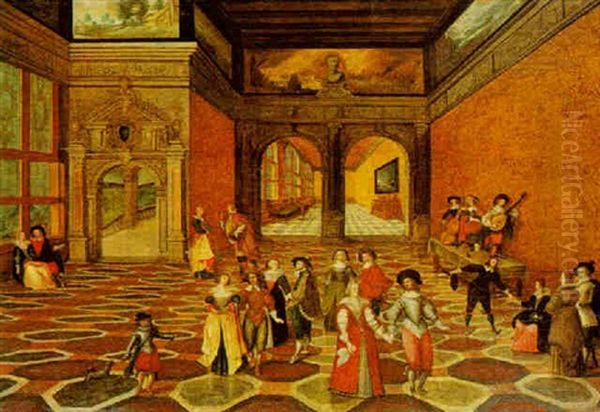 An Interior With Elegant Figures And Musicians - view 1