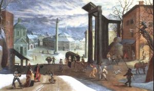 Scene De Carnaval Sous La Neige by Louis de Caullery
