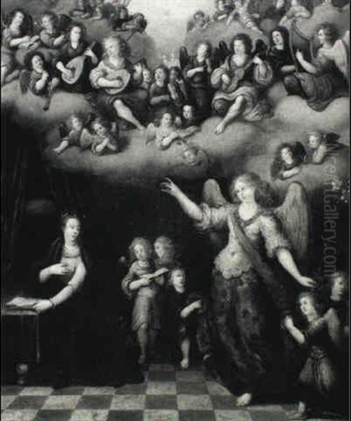 The Annunciation To The Virgin With A Choir Of Angels Playing Musical Instruments In Attendance - view 1