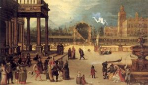 Elegant Figures Promenading In The Gardens Of A Villa by Louis de Caullery