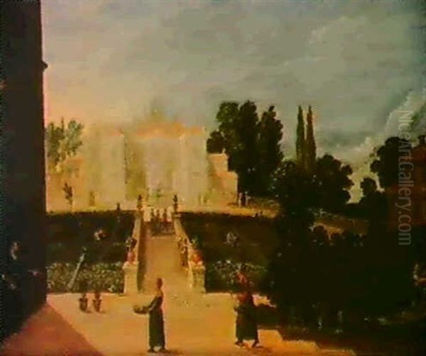 Scene De Jardin Dans Une Villa Italienne - view 1