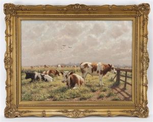 Untitled (cattle Grazing In A Pasture) by Albert Caullet