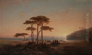 Paysage Mediterraneen, 1860 by Louis Edouard Isidore Cauvin