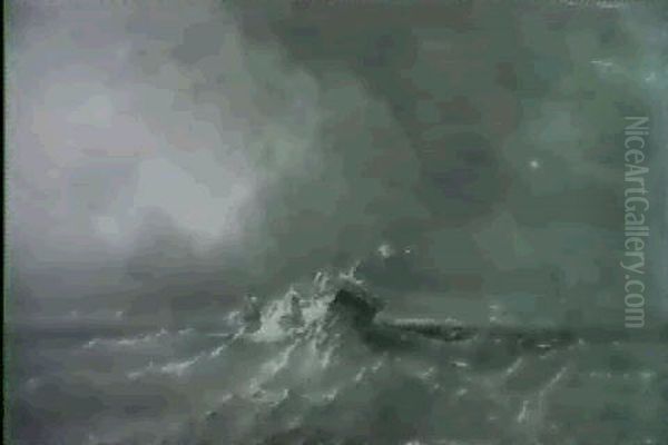 Two French Paddle Steamers In Heavy Seas - view 1