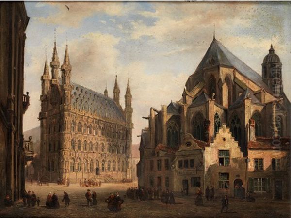 Ansicht Des Rathausplatzes Und Des Grossen Marktes In Leuven - view 1