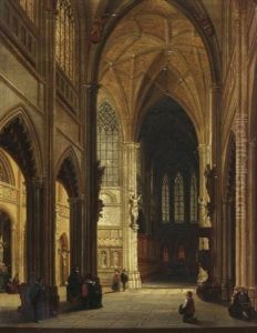 Im Inneren Einer Grosen Gotischen Kathedrale by Emile Pierre Joseph de Cauwer