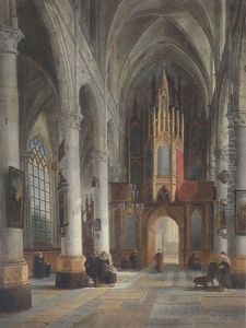 Kircheninterieur by Emile Pierre Joseph de Cauwer
