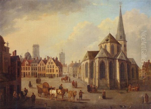 Numerous Townsfolk On A Square, Gent - view 1