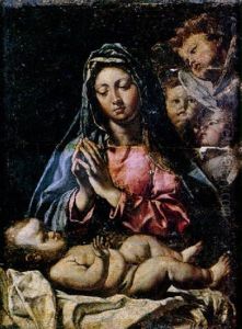 La Vierge A L'enfant Entouree D'anges by Giovanni Paolo Cavagna
