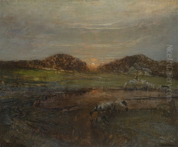Paesaggio Con Armenti Al Tramonto - view 1