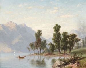 Sommerliche Seelandschaft Im Gebirge by Cesare Cavalie
