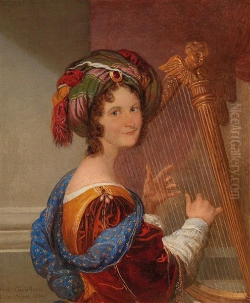 Young Woman With Turban Playing Music - view 1