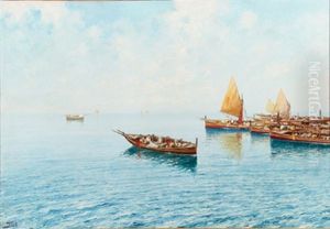 Fishing Boats At Rest by Giovanni Cavalleri