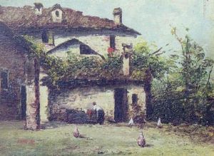 Italienerinde, Der Vasker Toj Pa Gardspladsen by Giovanni Cavalleri