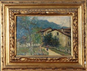 Paesaggio Con Case E Viottolo by Giovanni Cavalli