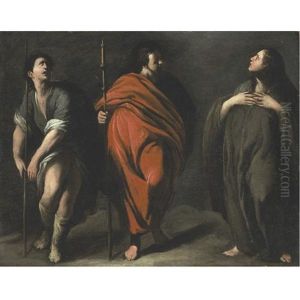 Three Standing Saints (attrib. To Bernardo Cavallino Or Antonio De Bellis) by Bernardo Cavallino