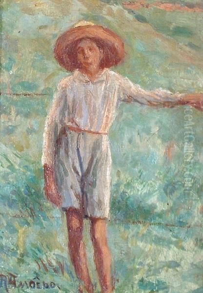 Woman Standing Against A Fence - view 1