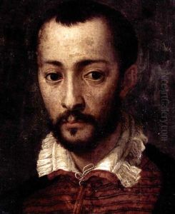 Portrait Of Francesco I De'medici (1541-1587), Head And Shoulders, Wearing A Black And Red Jacket With A White Collar