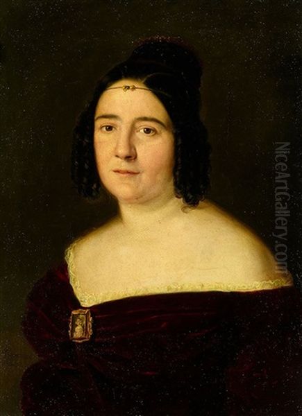 Retrato De Dama Con Broche Con Miniatura - view 1