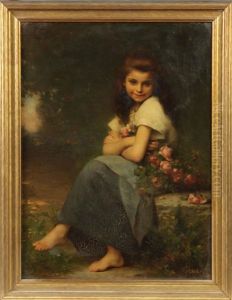 Young Girl W/roses by Jules Cyrille Cave