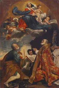Die Madonna Mit Kind Erscheint Zwei Heiligen