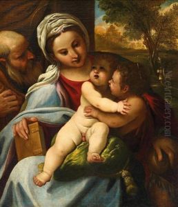 Die Heilige Familie Mit Dem Johannesknaben by Giacomo Cavedone