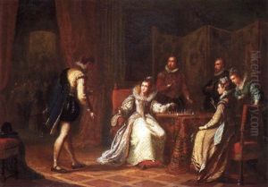 Mary Queen Of Scots Interrupted From A Game Of Chess By One Of Her Courtiers by John Cawse