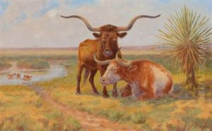 Oxen On The Pasture by Harvey Wallace Caylor