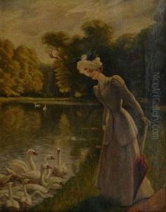 Femme Aux Cygnes by Jules Cayron