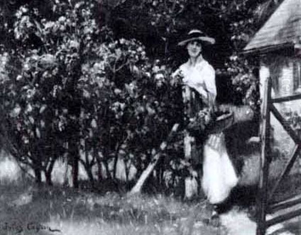 Jeune Femme Cueillant Des Pivoines - view 1