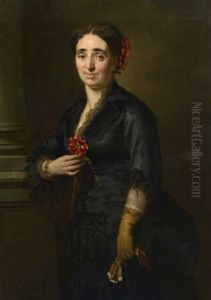 Portrait De Femme Uen Fleur Dans Le Corsage