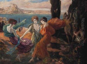 A Classical Idyll Before An Island, Possibly Capri by Clovis Cazes