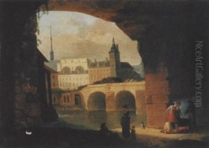 Blick Auf Eine Stadt Am Fluss Mit Figurenstaffage by Jean-Baptiste Cazin