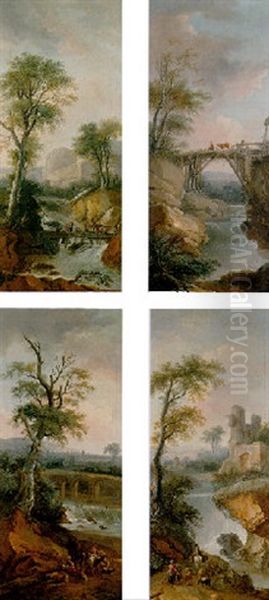 River Landscape With Herdsmen, Maids, And Travellers By A Waterfall - view 1