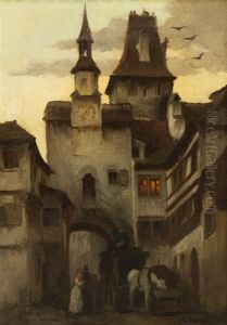 Village At Night by Jean-Charles Cazin