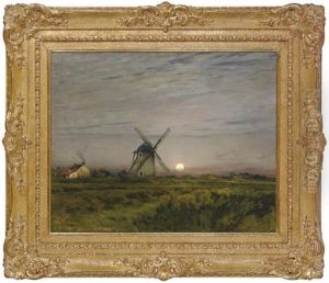 Lever De Lune Sur Le Moulin Au Vent by Jean-Charles Cazin