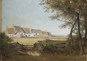 Les Chaumieres Pres De La Mer - Une Esquisse by Jean-Charles Cazin