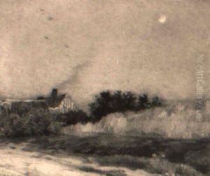 Fields Of Grain By Moonlight by Jean-Charles Cazin